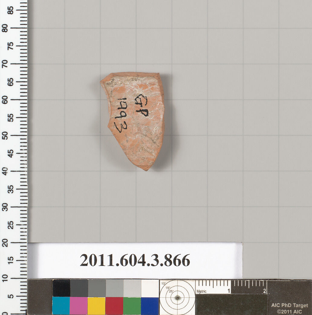 Terracotta fragment of a lekythos (oil flask), Terracotta, Greek, Attic