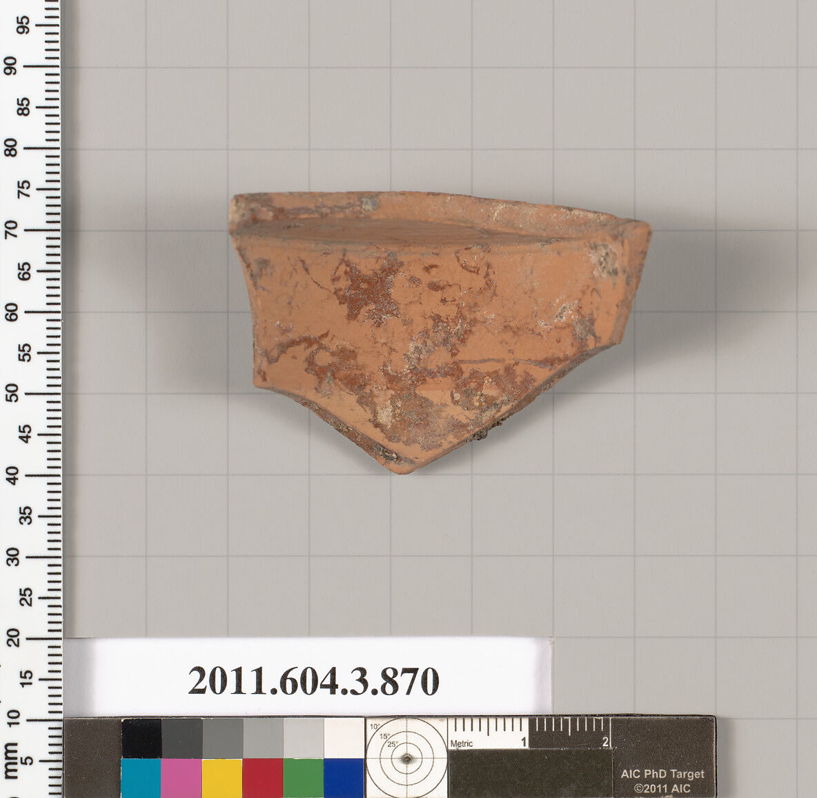 Terracotta fragment of a lekythos (oil flask), Terracotta, Greek, Attic