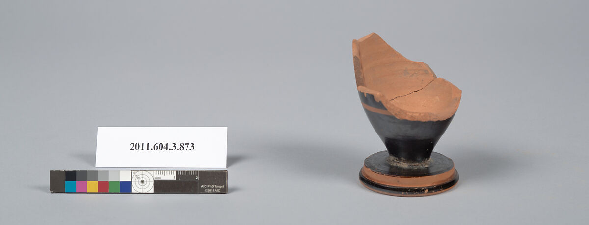 Terracotta fragment of a lekythos (oil flask), Terracotta, Greek, Attic