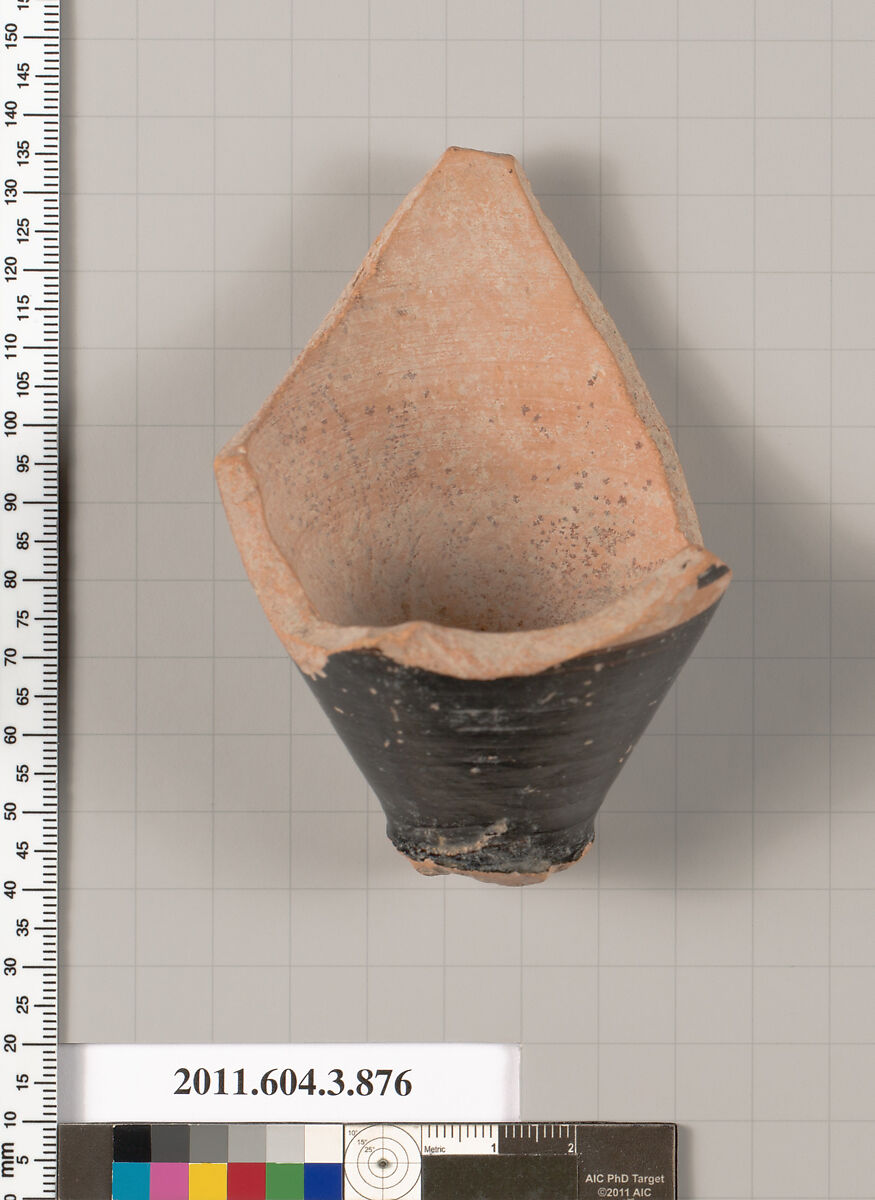 Terracotta fragment of a lekythos (oil flask), Terracotta, Greek, Attic