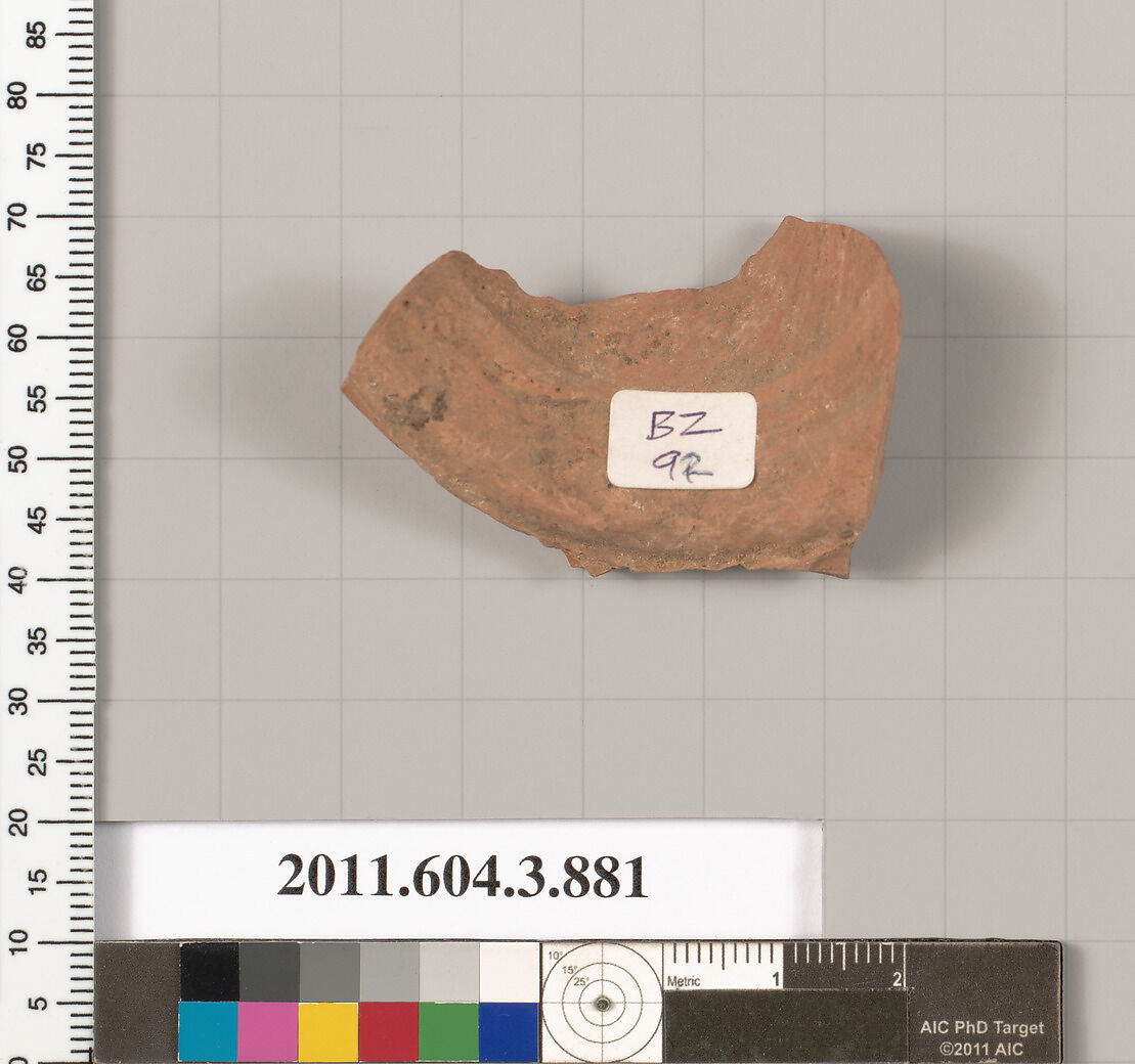 Terracotta fragment of a lekythos (oil flask), Terracotta, Greek, Attic