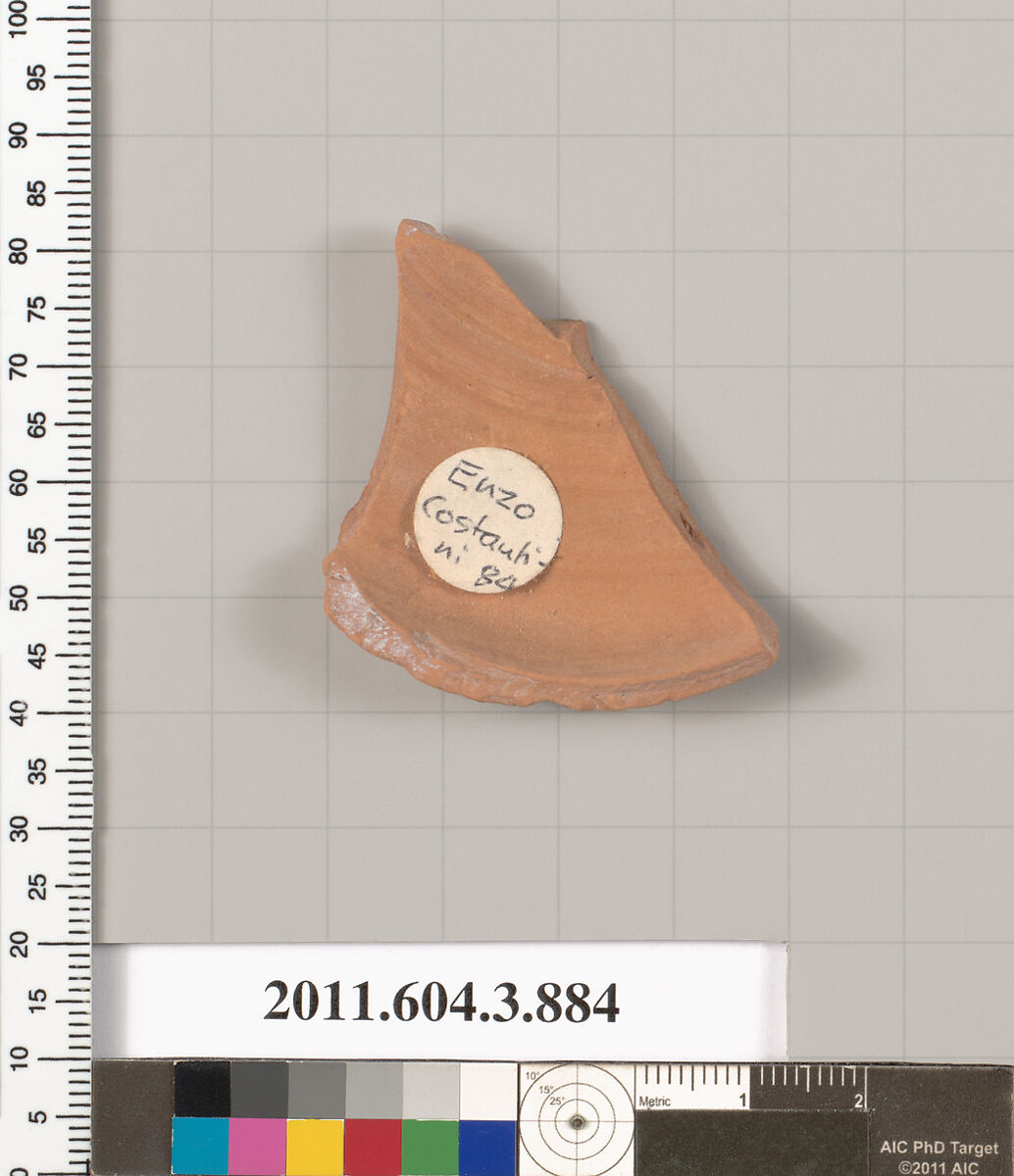 Terracotta fragment of a lekythos (oil flask), Terracotta, Greek, Attic
