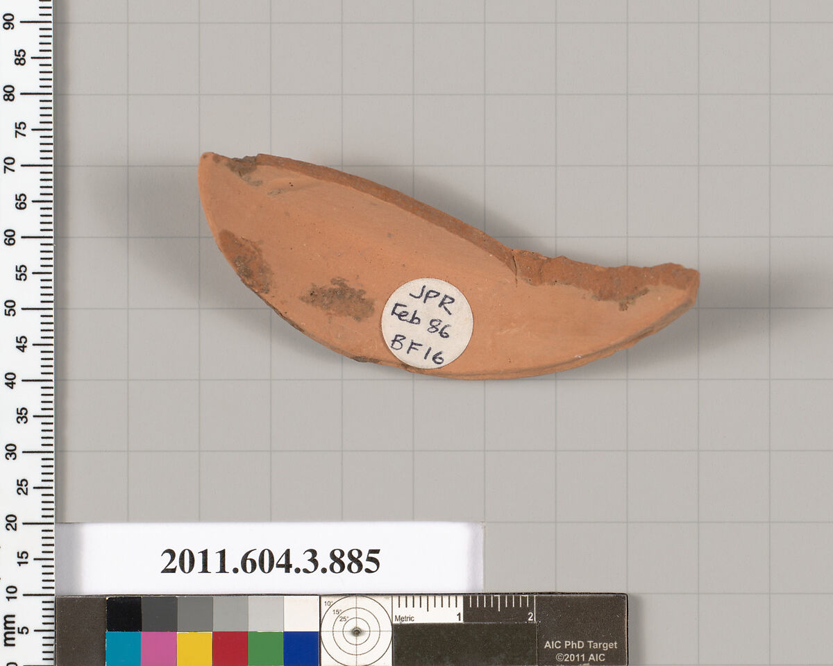 Terracotta fragment of a lekythos (oil flask), Terracotta, Greek, Attic