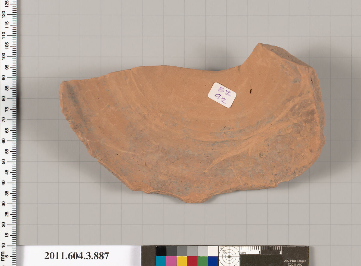 Terracotta fragment of a lekythos (oil flask), Terracotta, Greek, Attic