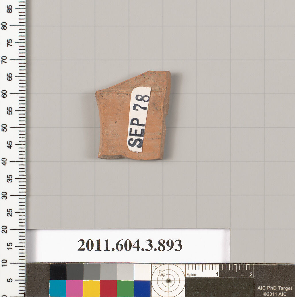 Terracotta fragment of a lekythos (oil flask), Terracotta, Greek, Attic