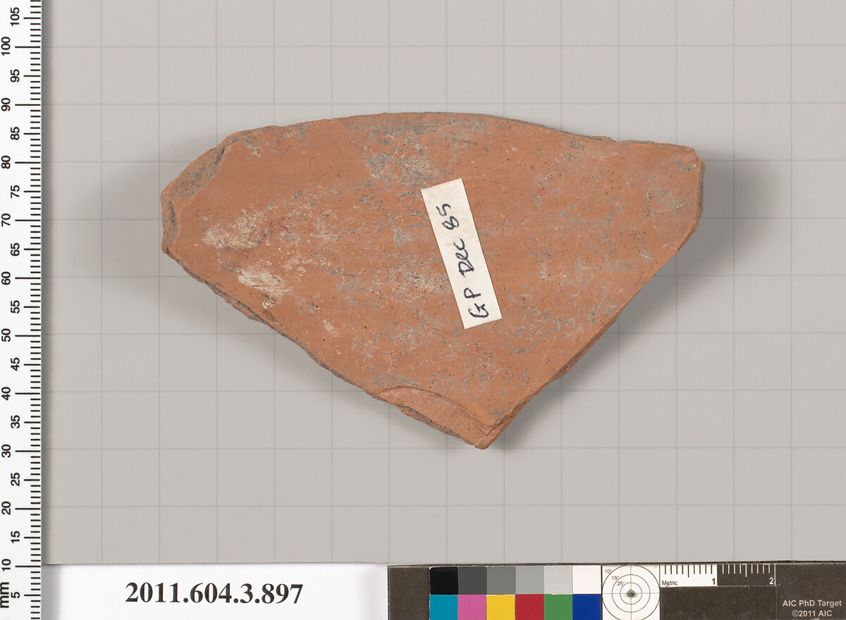 Terracotta fragment of a lekythos (oil flask), Terracotta, Greek, Attic