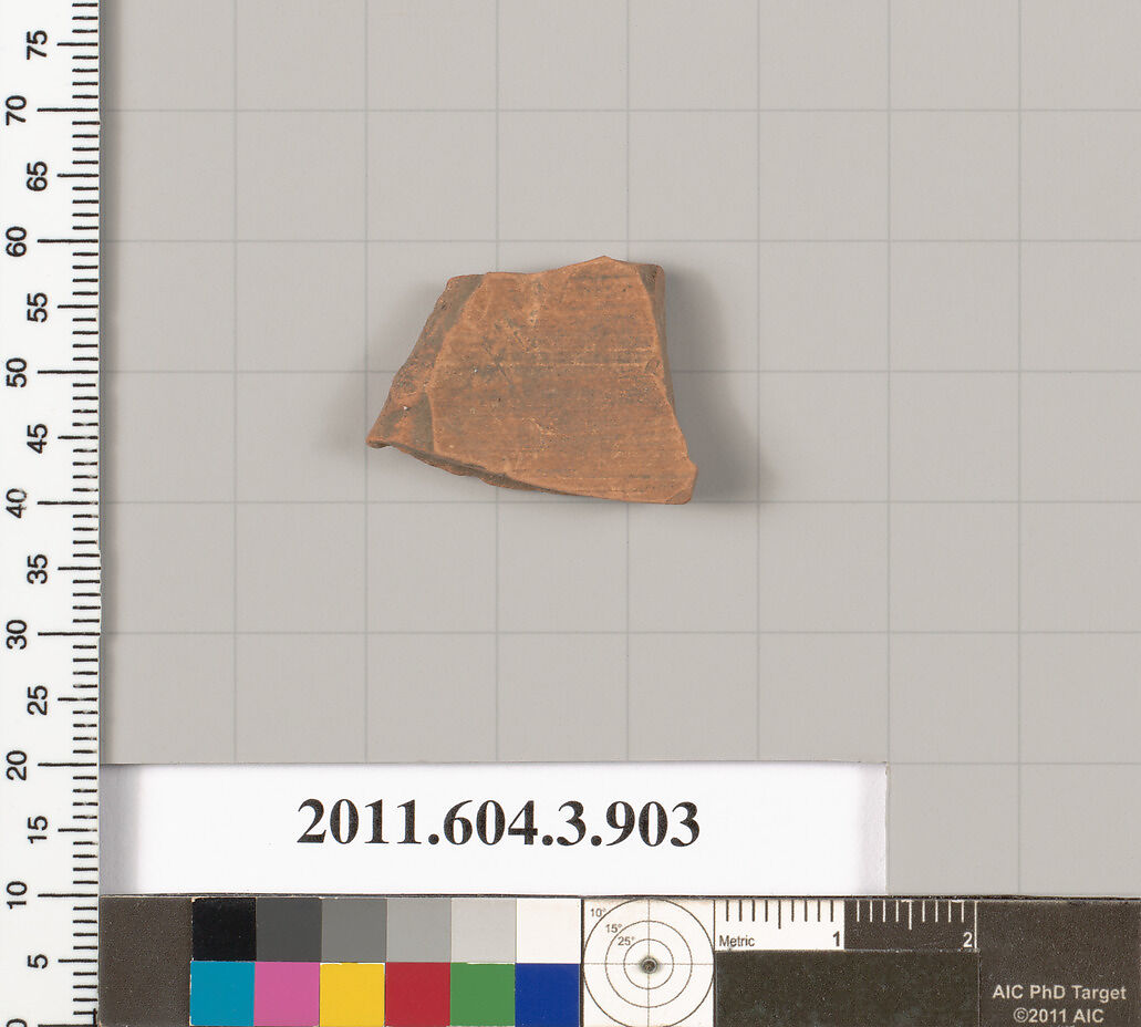 Terracotta fragment of a lekythos (oil flask), Terracotta, Greek, Attic