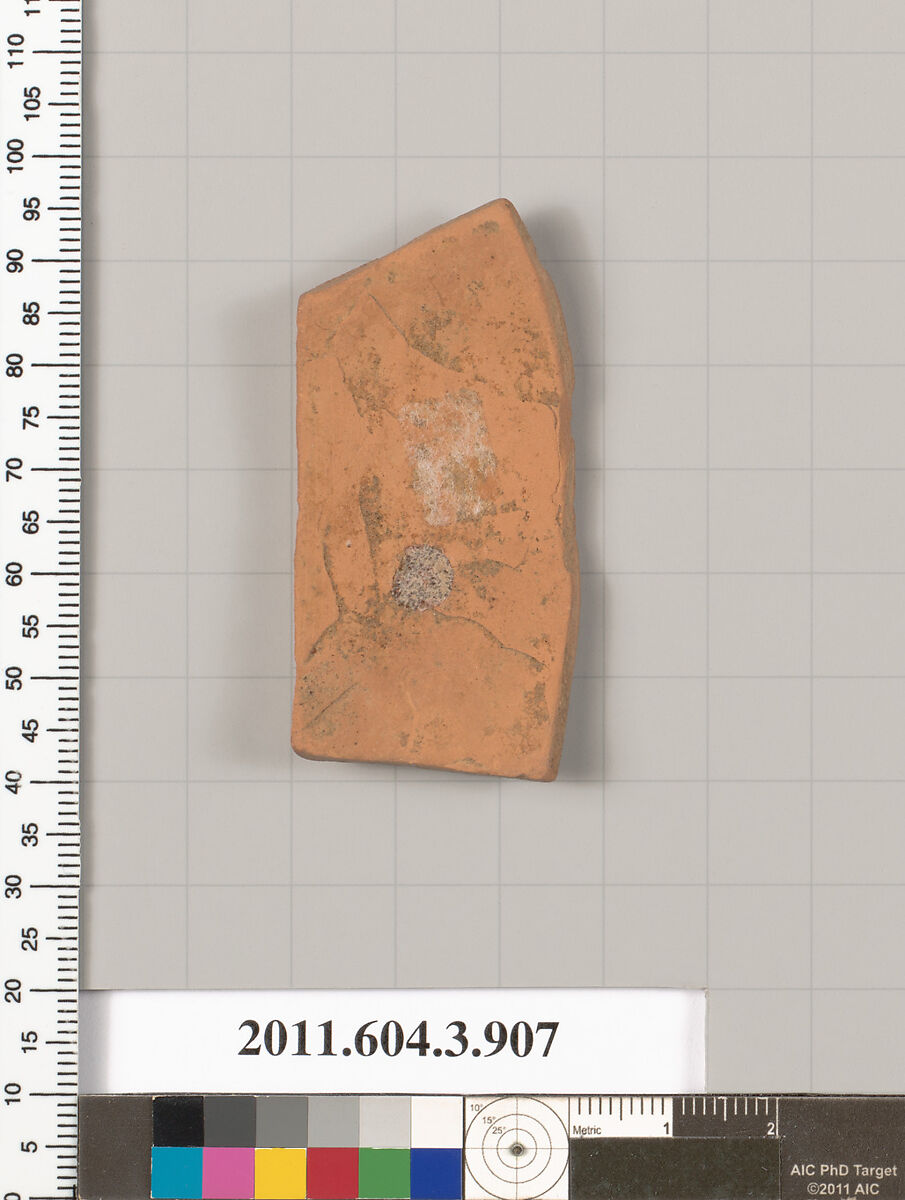 Terracotta fragment of a lekythos (oil flask), Terracotta, Greek, Attic