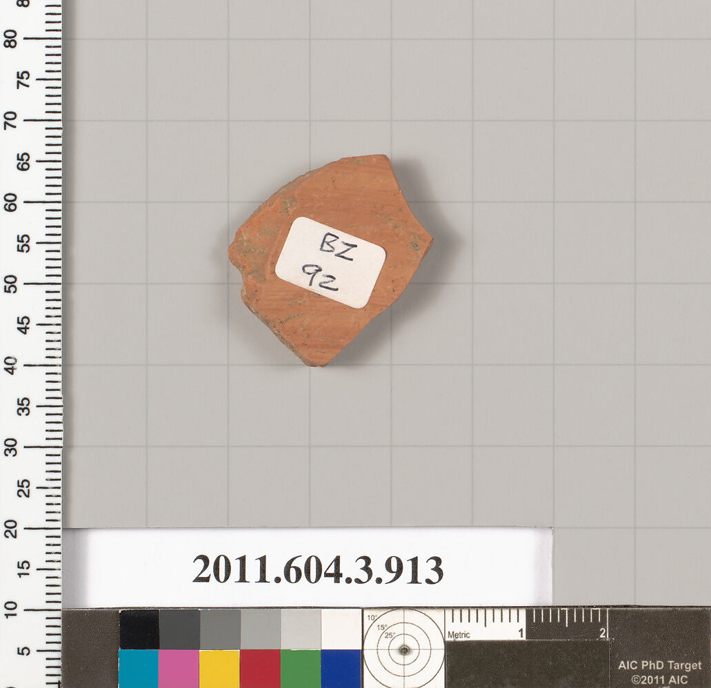 Terracotta fragment of a lekythos (oil flask), Terracotta, Greek, Attic