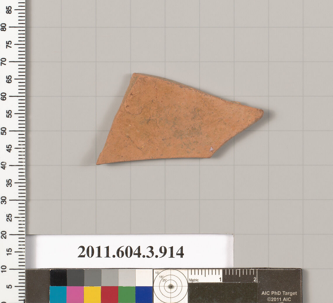 Terracotta fragment of a lekythos (oil flask), Terracotta, Greek, Attic