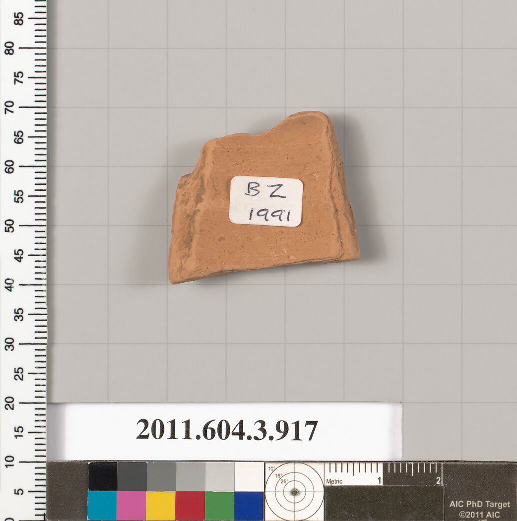 Terracotta fragment of a lekythos (oil flask), Terracotta, Greek, Attic