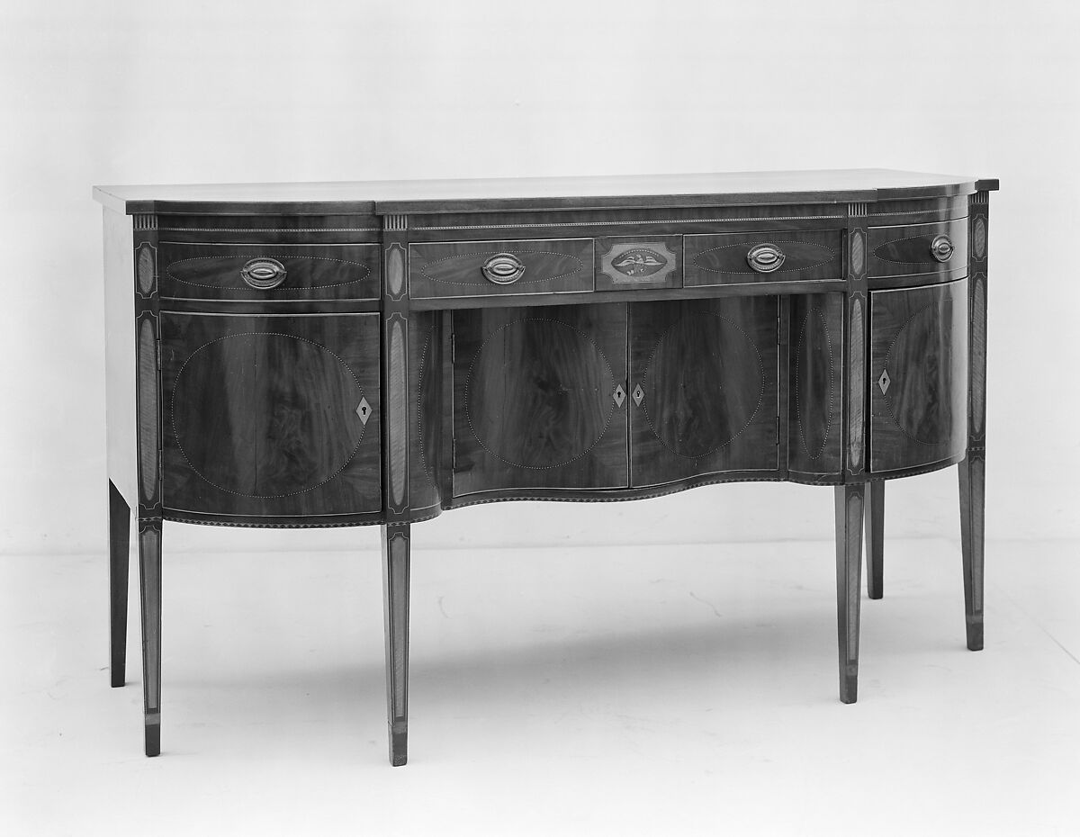 Sideboard, Mahogany, satinwood, brass, American 