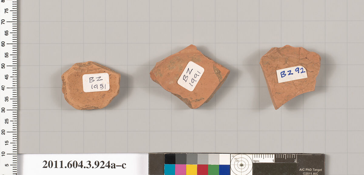 Terracotta fragments of lekythoi (oil flasks), Terracotta, Greek, Attic