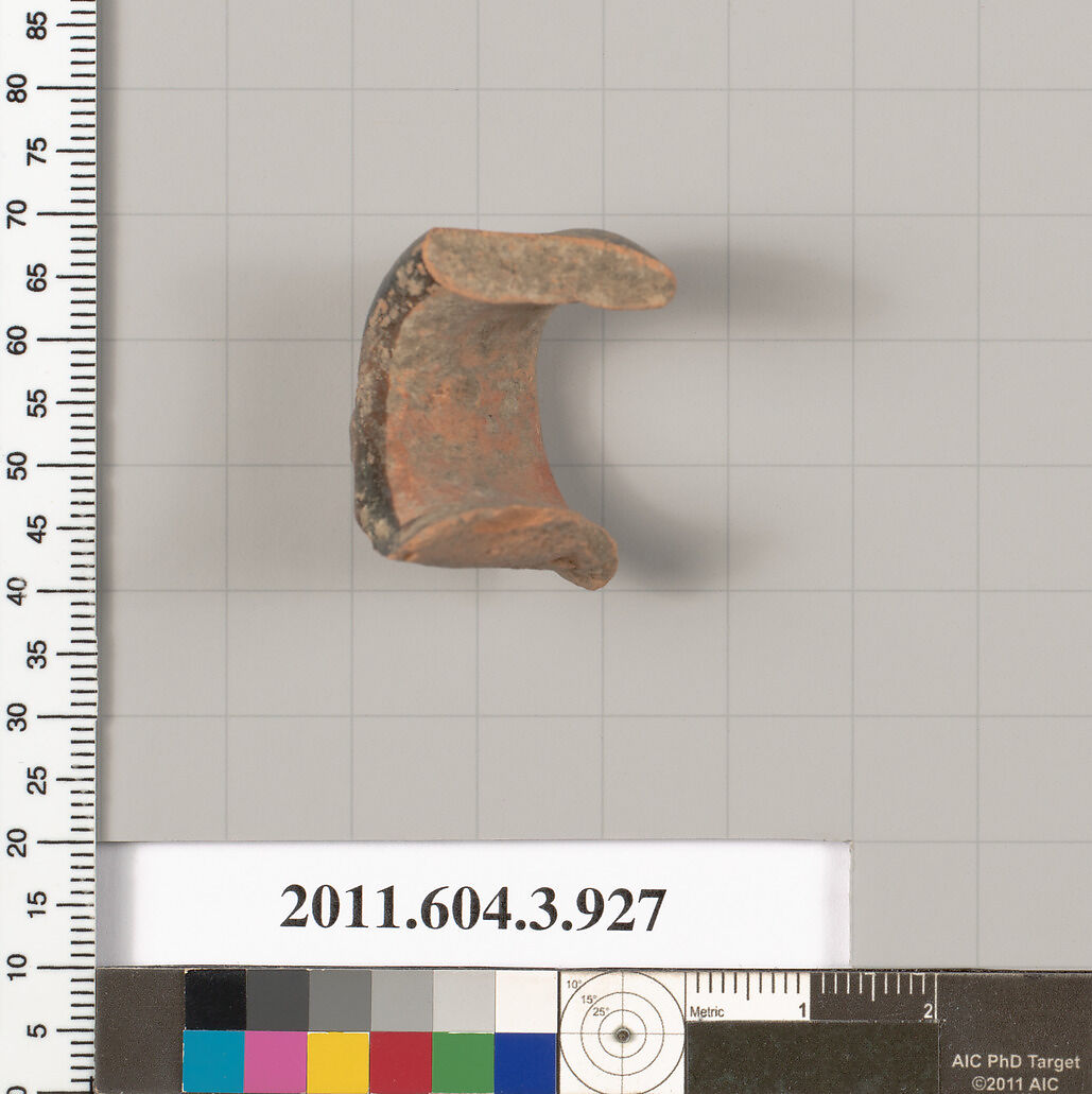 Terracotta fragment of a lekythos (oil flask), Terracotta, Greek, Attic