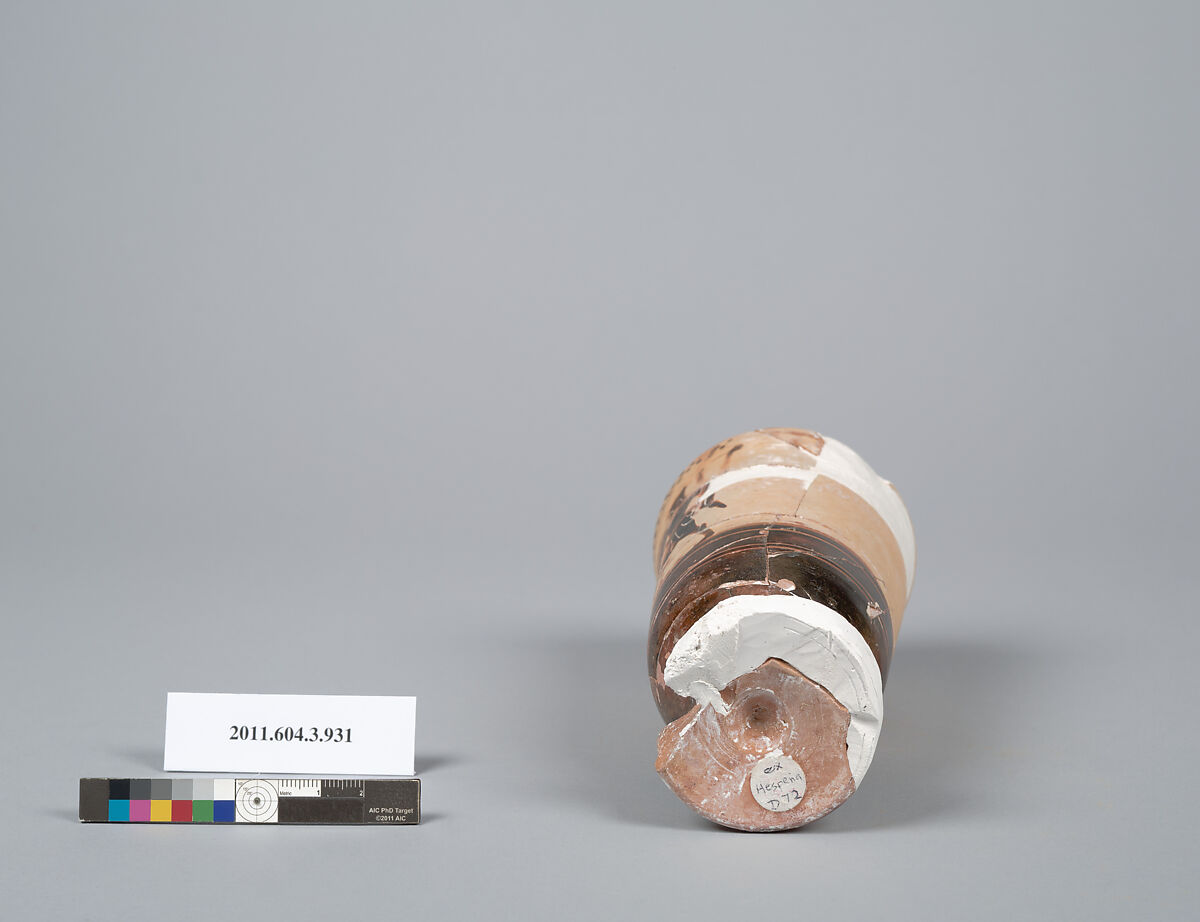 Terracotta fragment of a lekythos (oil flask), Terracotta, Greek, Attic