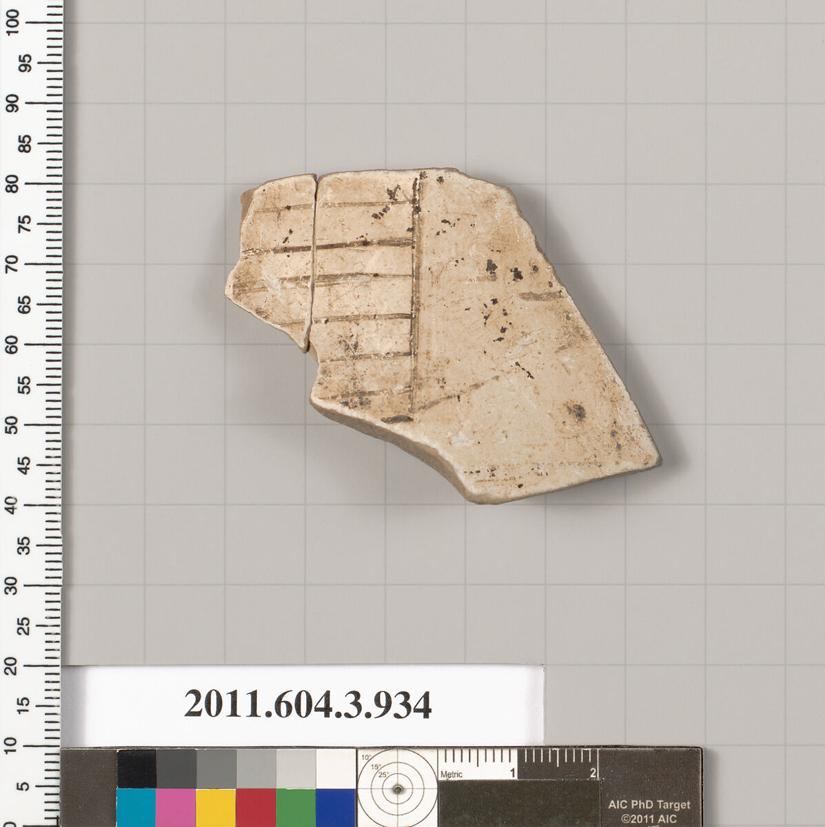 Terracotta fragment of a lekythos (oil flask), Terracotta, Greek, Attic 