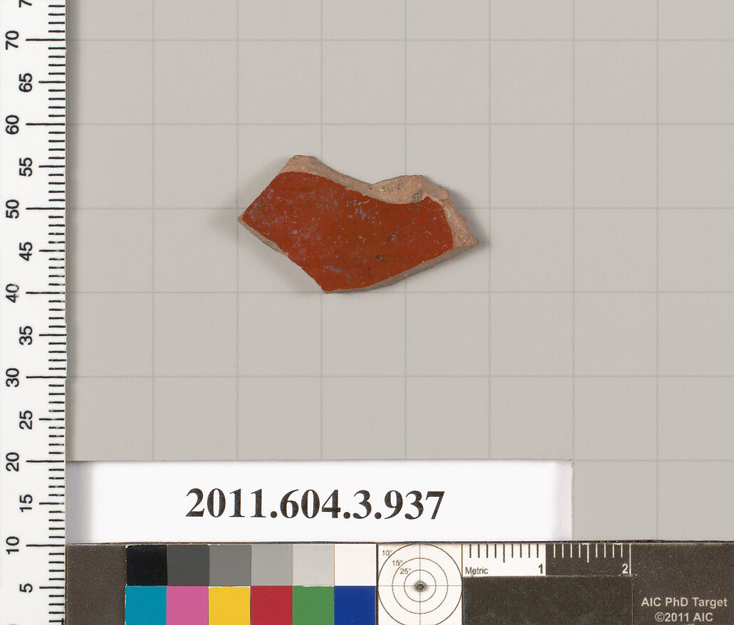 Terracotta fragment of an undetermined shape, Terracotta, Greek, Attic
