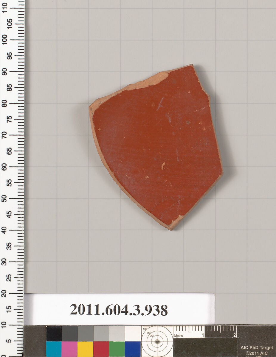 Terracotta fragment of an undetermined shape, Terracotta, Greek, Attic