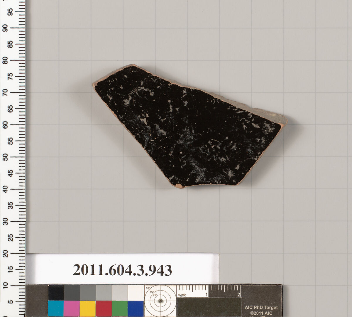 Terracotta fragment of a lekanis lid (covered dish), Terracotta, Greek, Attic