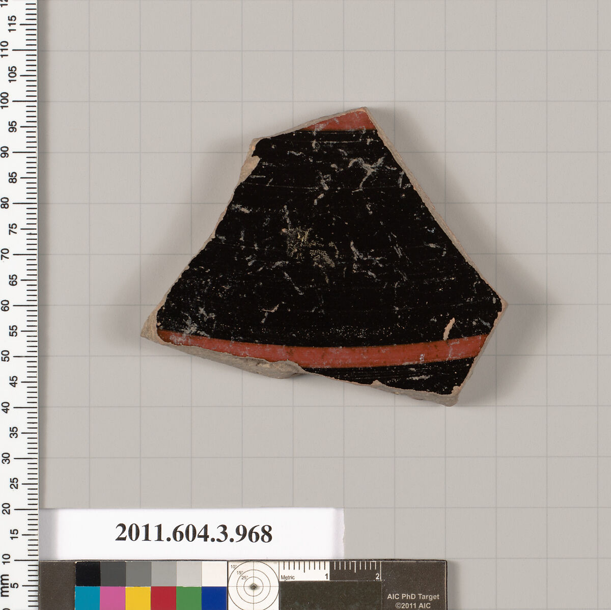 Terracotta fragment of a lekanis lid (covered dish), Terracotta, Greek, Attic