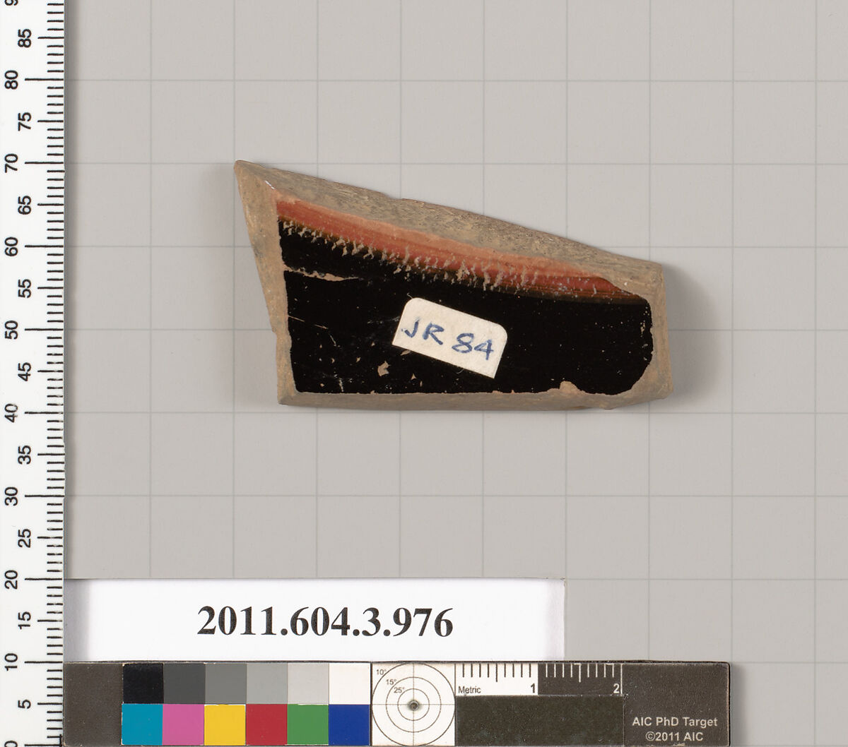 Terracotta fragment of a lekanis lid (covered dish), Terracotta, Greek, Attic