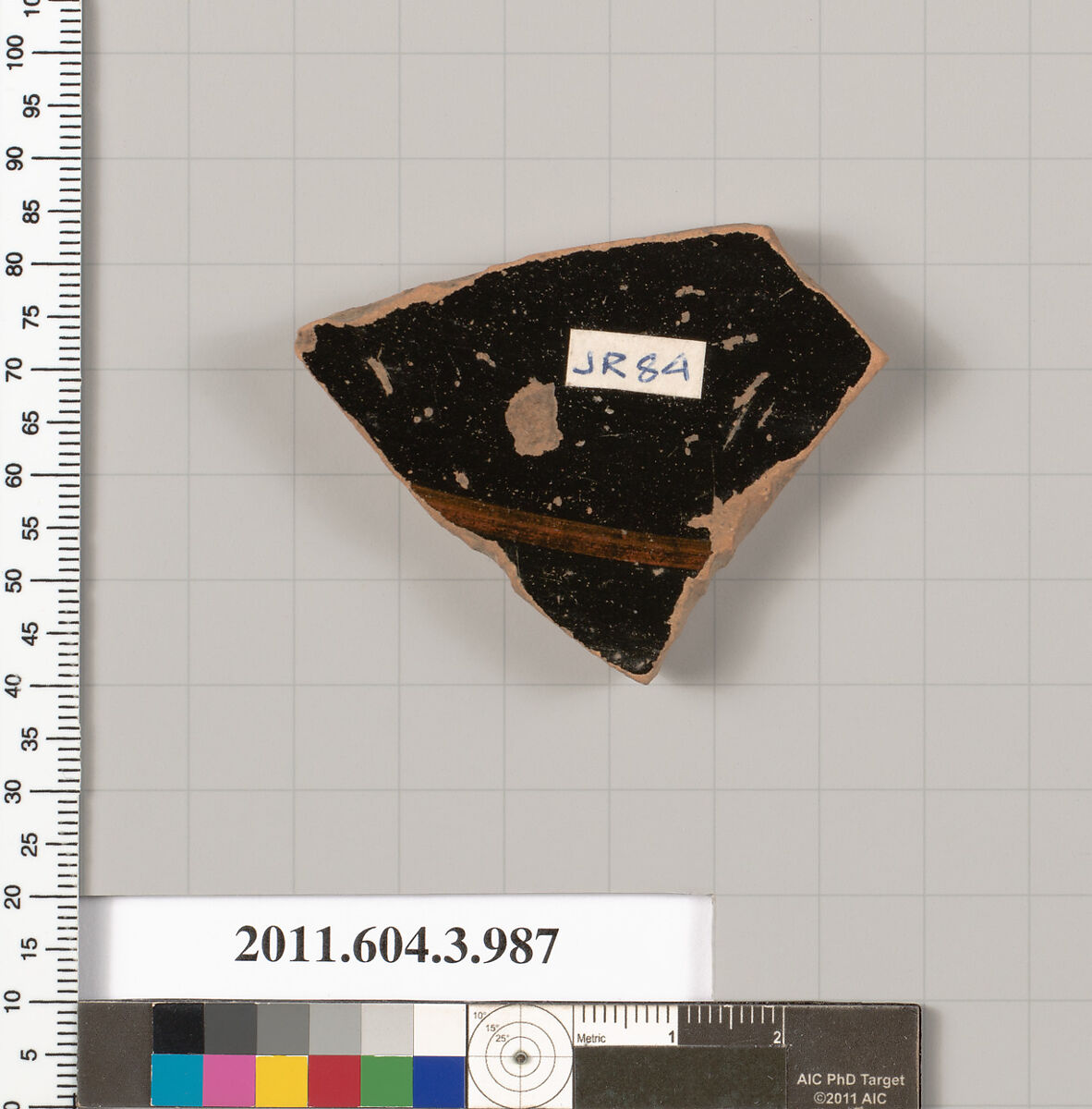 Terracotta fragment of a lekanis lid (covered dish), Terracotta, Greek, Attic