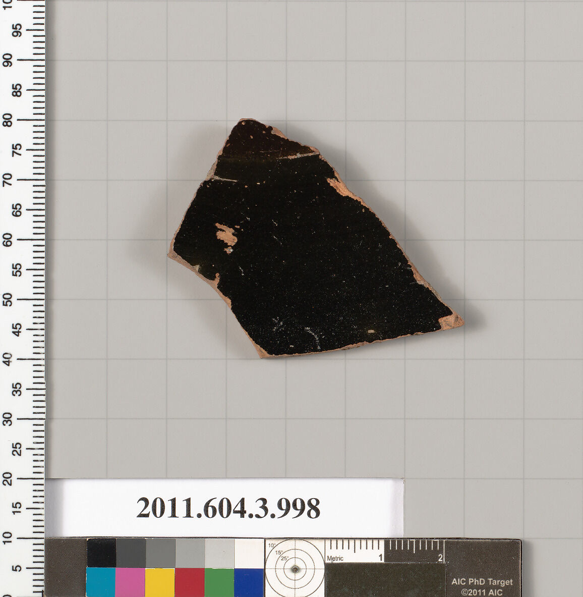 Terracotta fragment of a lekanis lid (covered dish), Terracotta, Greek, Attic