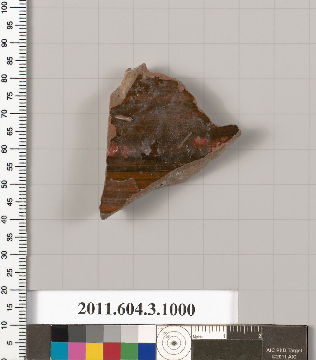 Terracotta fragment of a lekanis (covered dish)?, Terracotta, Greek, Attic
