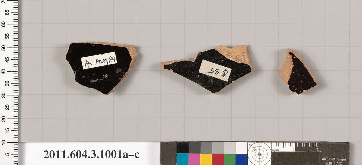 Terracotta fragments of lekanides (covered dishes)?, Terracotta, Greek, Attic