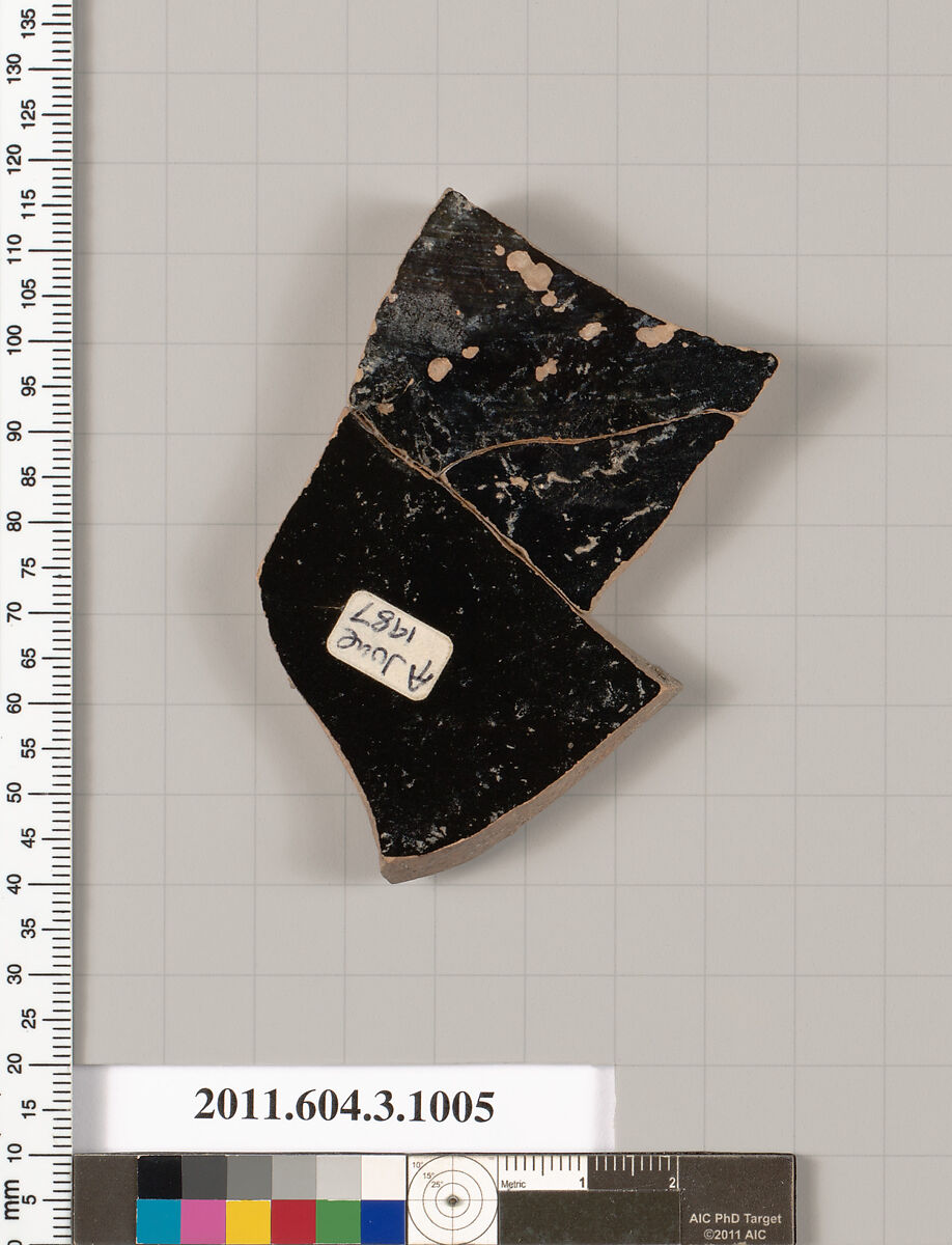 Terracotta fragment of lekanis (covered dish)?, Terracotta, Greek, Attic