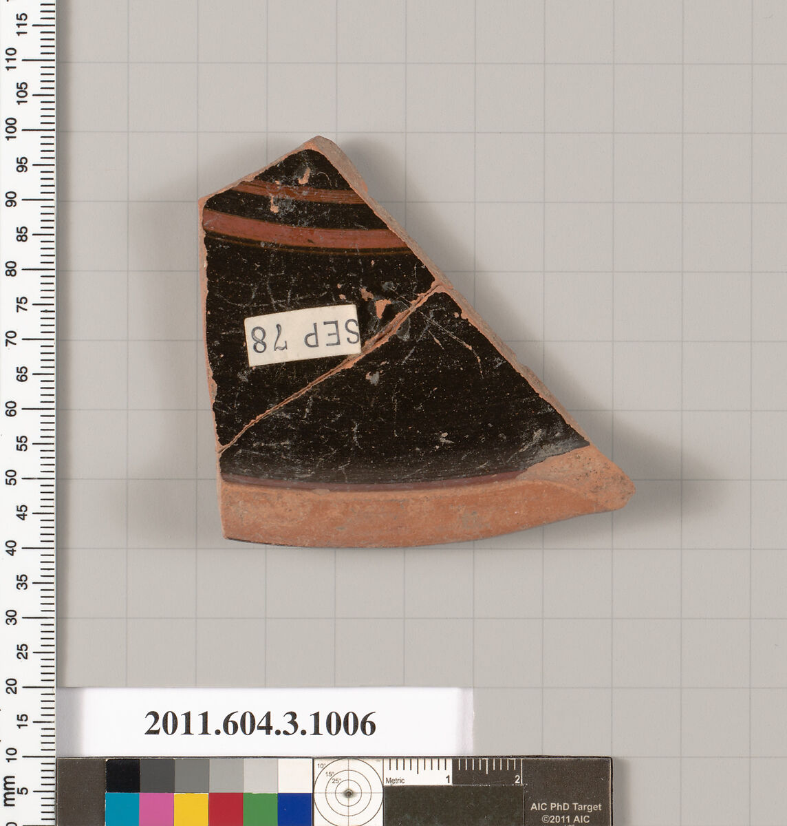 Terracotta fragment of a lekanis lid (covered dish)?, Terracotta, Greek, Attic