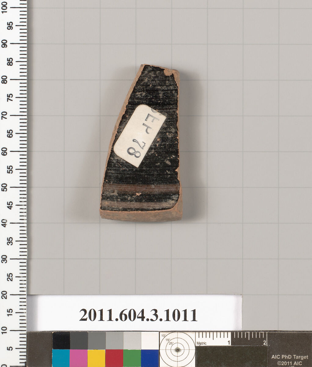 Terracotta fragment of a lekanis (covered dish)?, Terracotta, Greek, Attic 