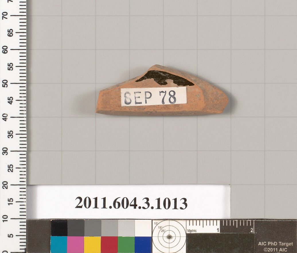 Terracotta fragment of a lekanis (covered dish)?, Terracotta, Greek, Attic