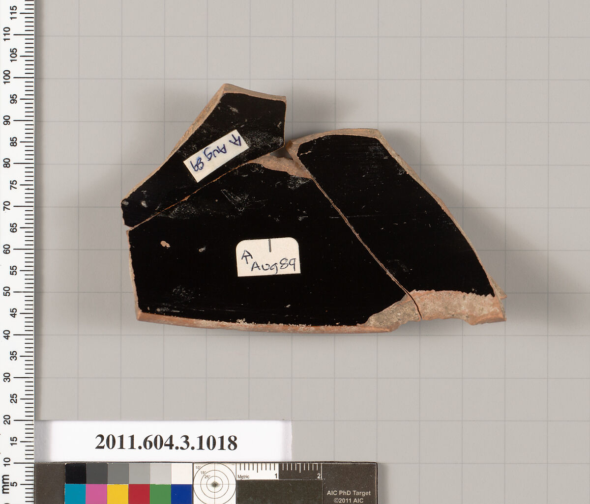 Terracotta fragment of a lekanis (covered dish), Terracotta, Greek, Attic
