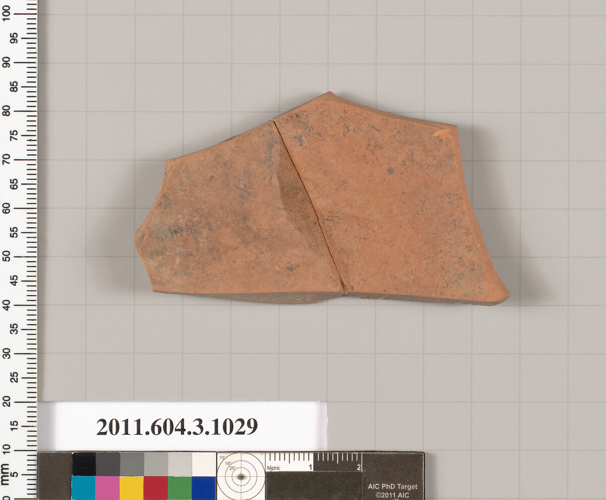 Terracotta fragment of a lid, Terracotta, Greek, Attic