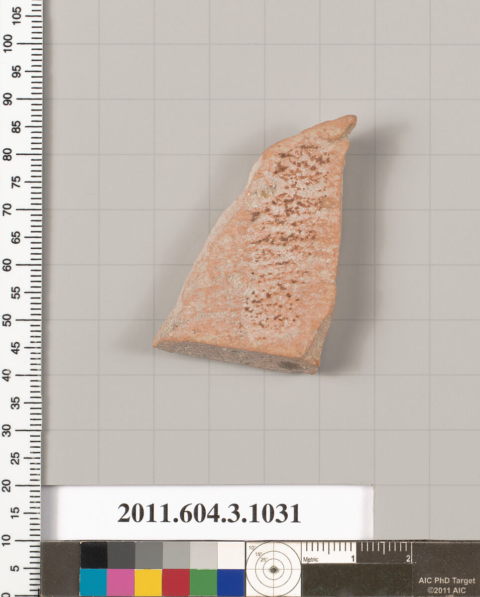 Terracotta fragment of an undetermined shape, Terracotta, Greek, Attic