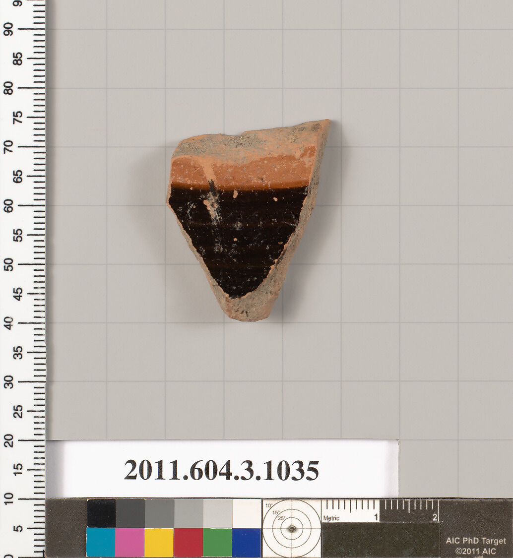 Terracotta fragment of a fish plate, Terracotta, Greek, Attic