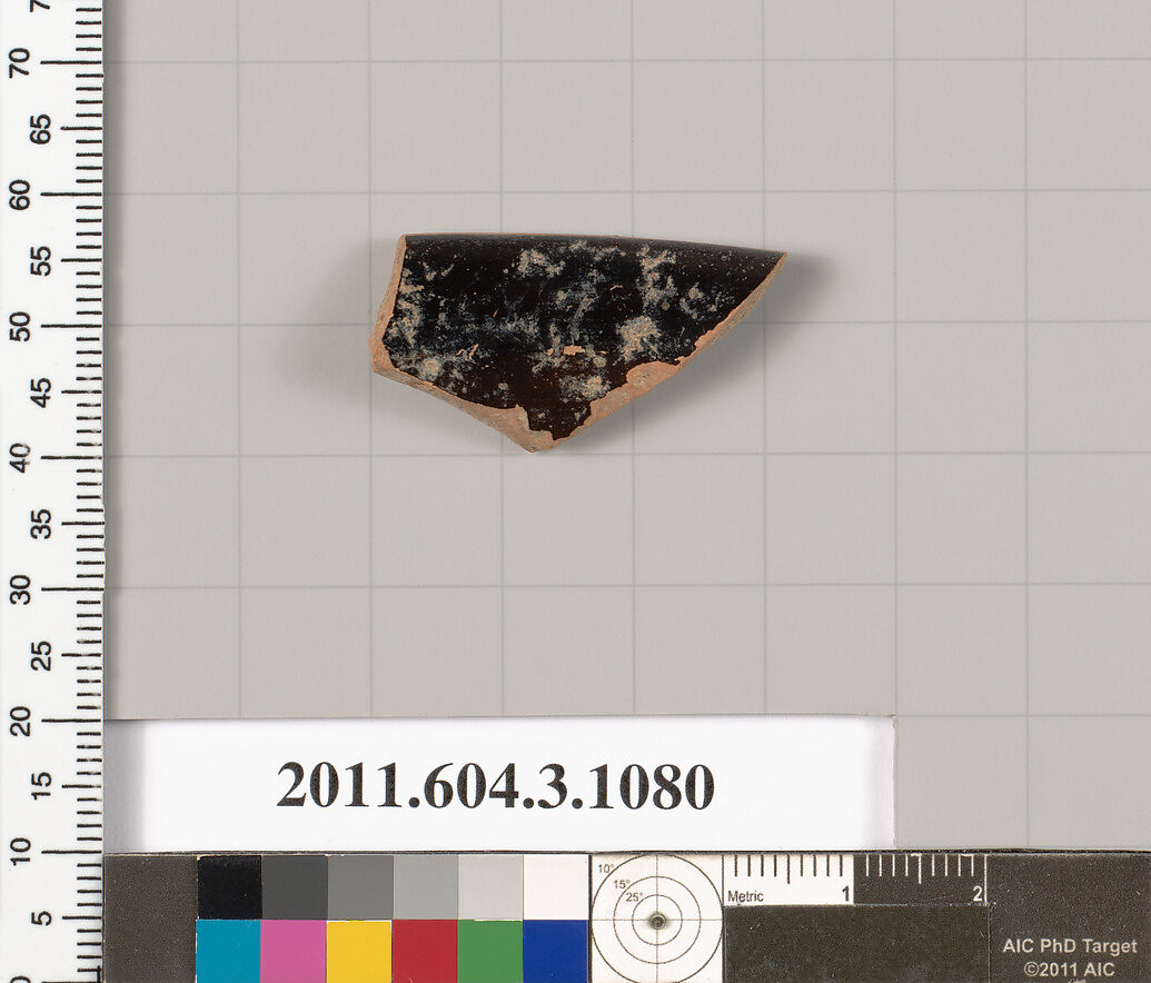 Terracotta rim fragment of a mastoid (drinking cup with narrow base), Terracotta, Greek, Attic