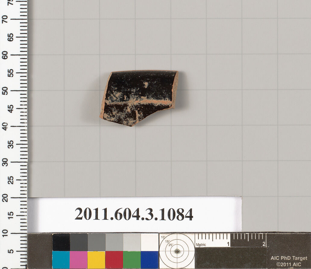 Terracotta rim fragment of a mastoid (drinking cup with narrow base), Terracotta, Greek, Attic