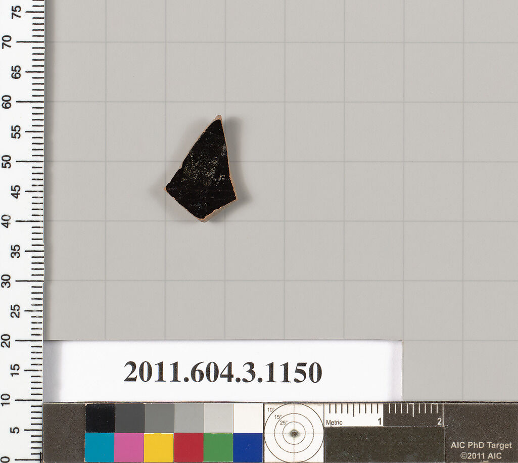 Terracotta fragment of a mastoid (drinking cup with narrow base) or a kyathos (cup-shaped ladle), Terracotta, Greek, Attic