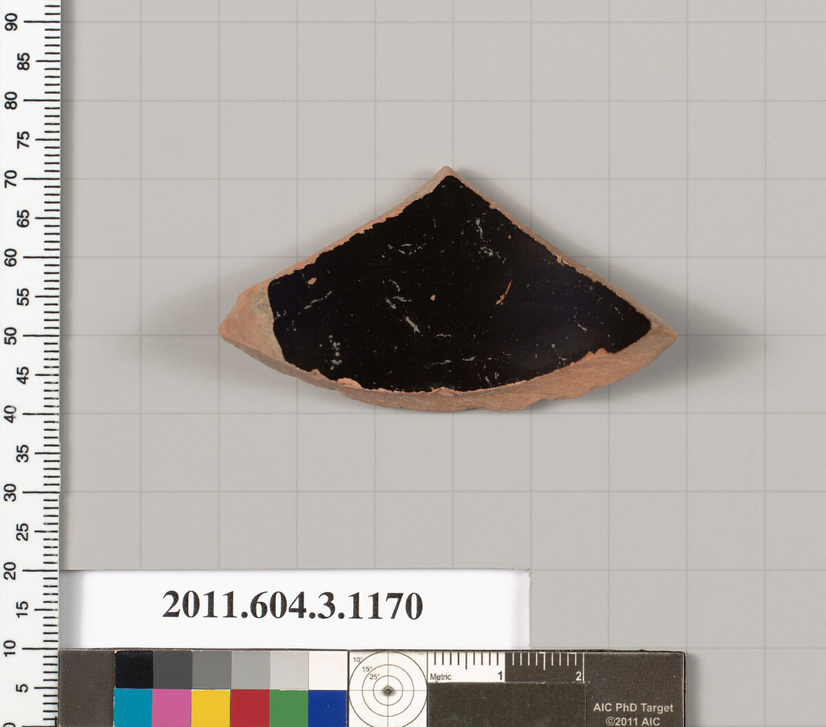 Terracotta fragment of a mastoid (drinking cup with narrow base) or a kyathos (cup-shaped ladle), Terracotta, Greek, Attic