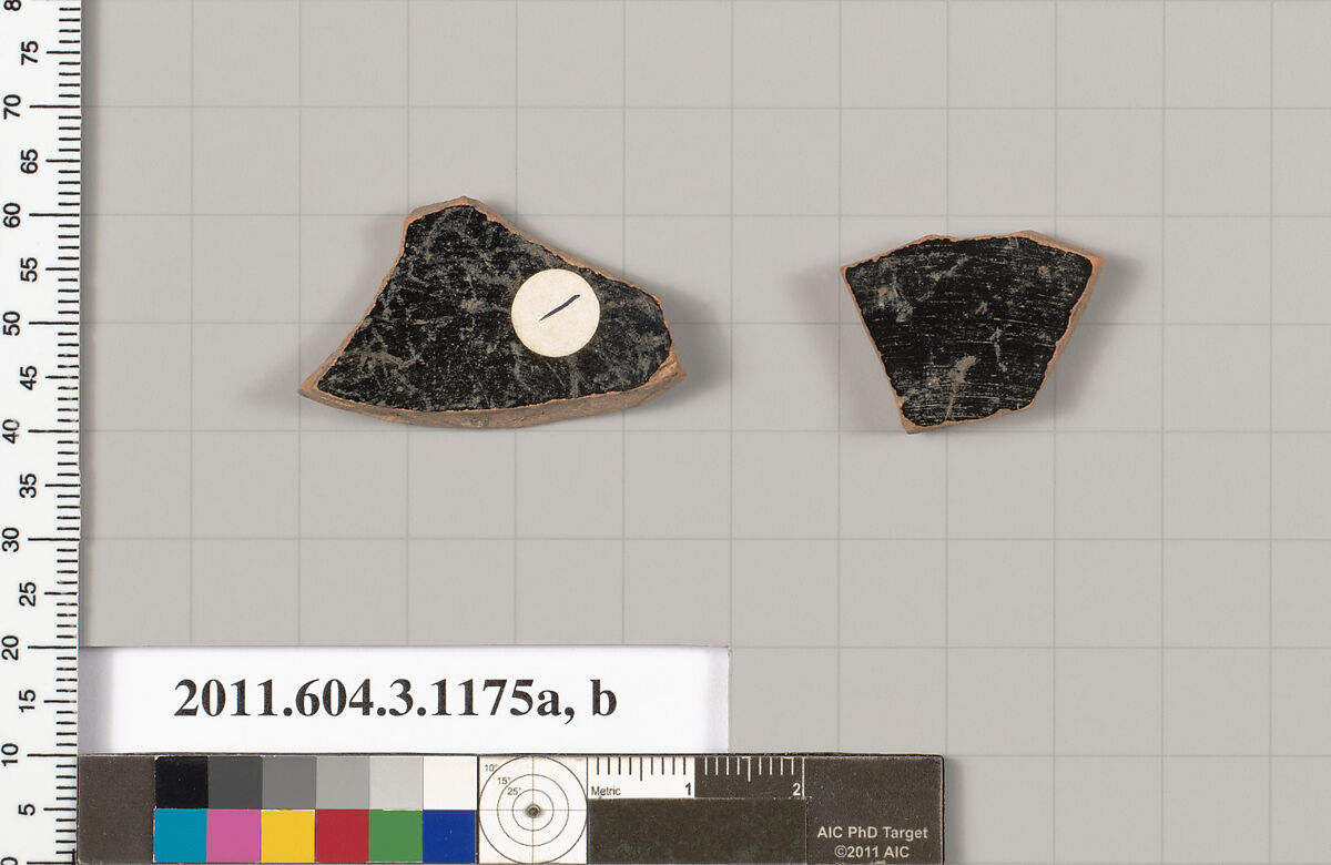 Terracotta fragments of mastoids  (drinking cups with narrow base) or kyathoi (cup-shaped ladles), Terracotta, Greek, Attic