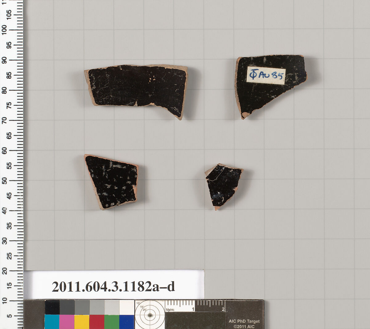 Terracotta fragments of mastoids  (drinking cups with narrow base) or kyathoi (cup-shaped ladles), Terracotta, Greek, Attic
