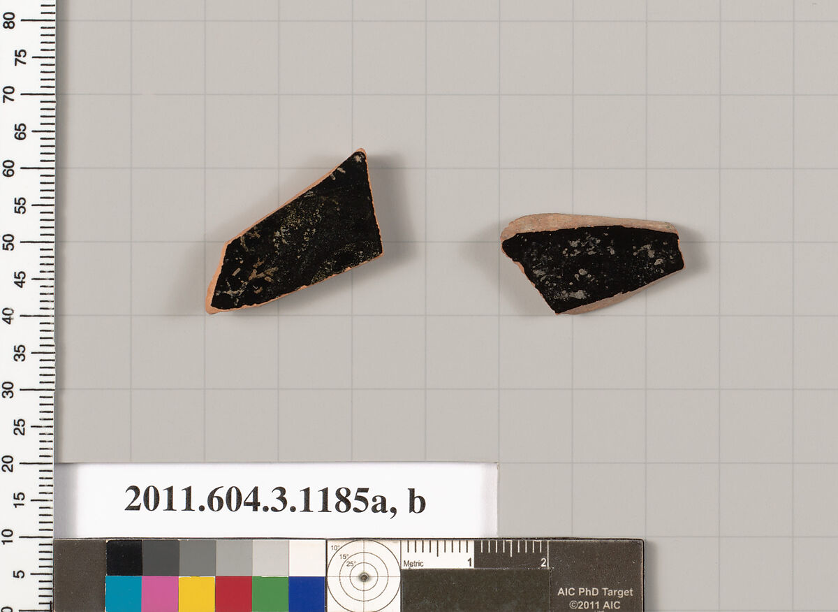 Terracotta fragments of mastoids  (drinking cups with narrow base) or kyathoi (cup-shaped ladles), Terracotta, Greek, Attic