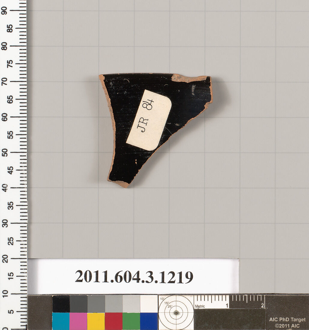 Terracotta rim fragment of a kyathos (cup-shaped ladle), Terracotta, Greek, Attic