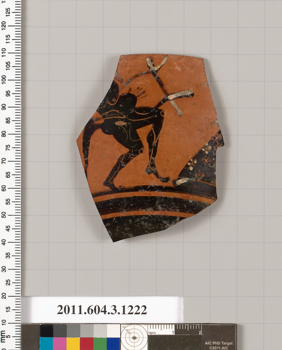 Terracotta rim fragment of a kyathos (cup-shaped ladle), Terracotta, Greek, Attic 