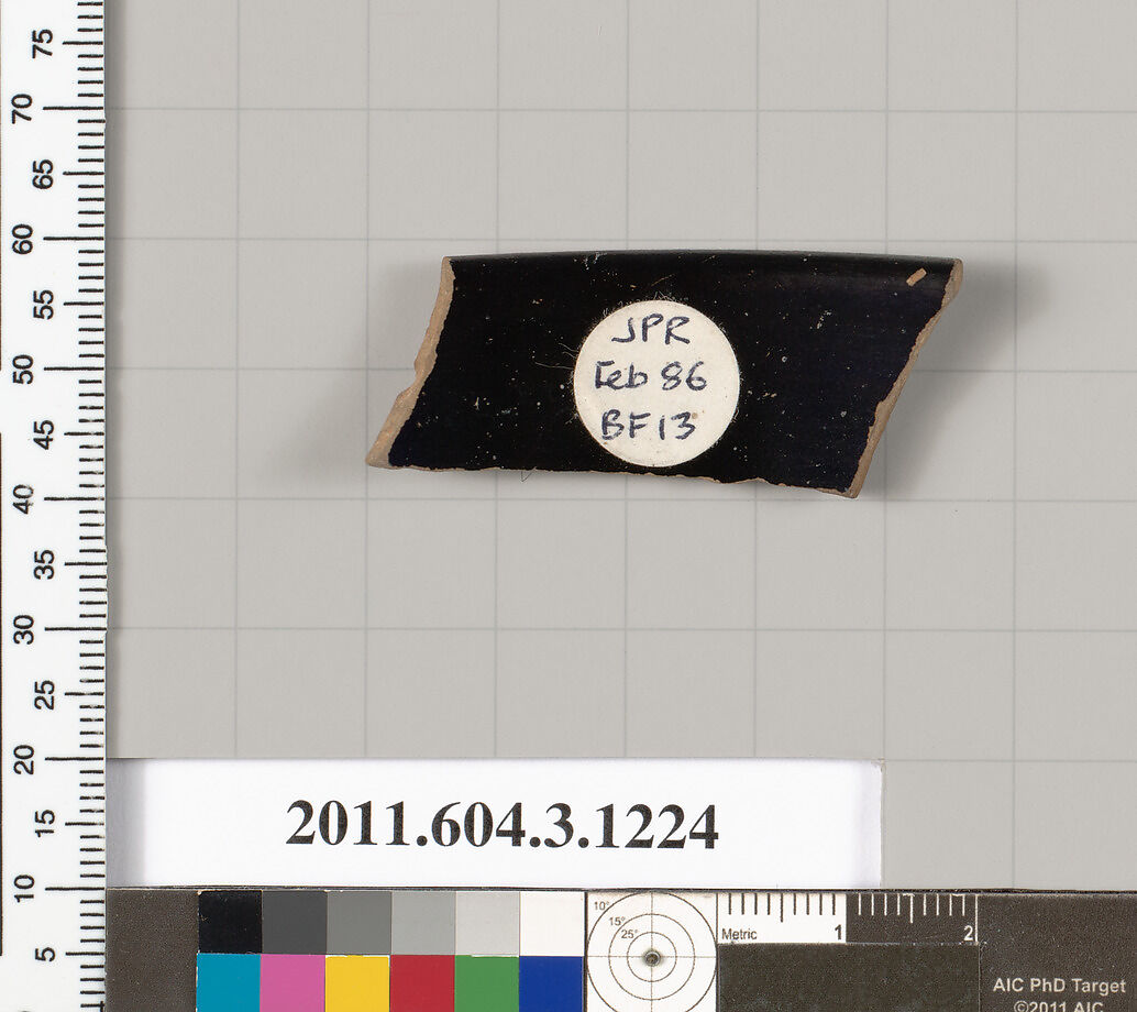 Terracotta rim fragment of a kyathos (cup-shaped ladle), Terracotta, Greek, Attic