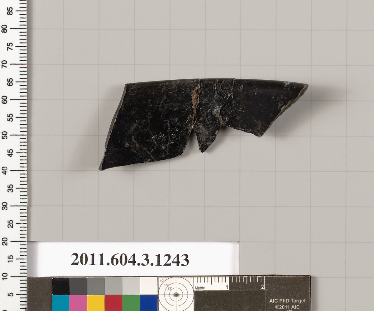 Terracotta rim fragment of a kyathos (cup-shaped ladle), Terracotta, Greek, Attic