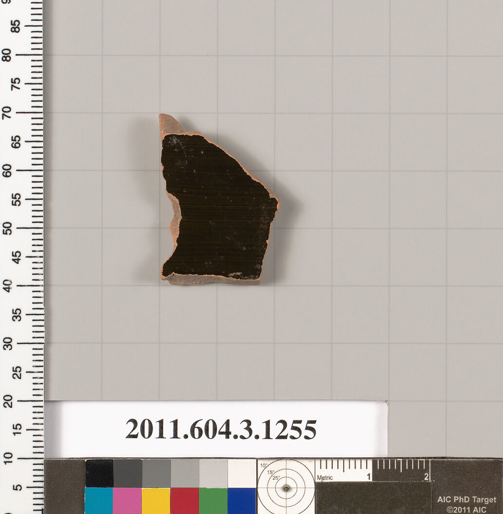 Terracotta fragment of a skyphos (deep drinking cup), Terracotta, Greek, Attic