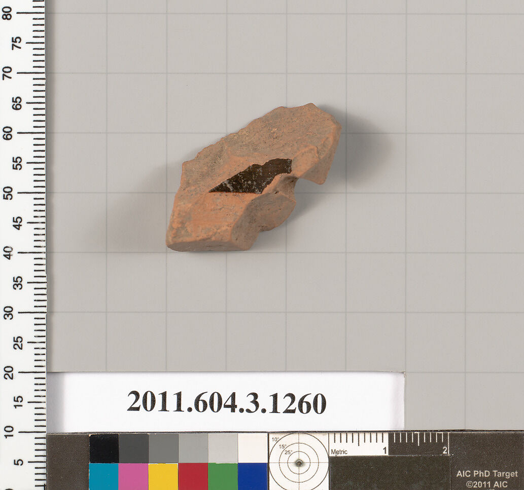 Terracotta fragment of an undetermined shape, Terracotta, Greek, Attic
